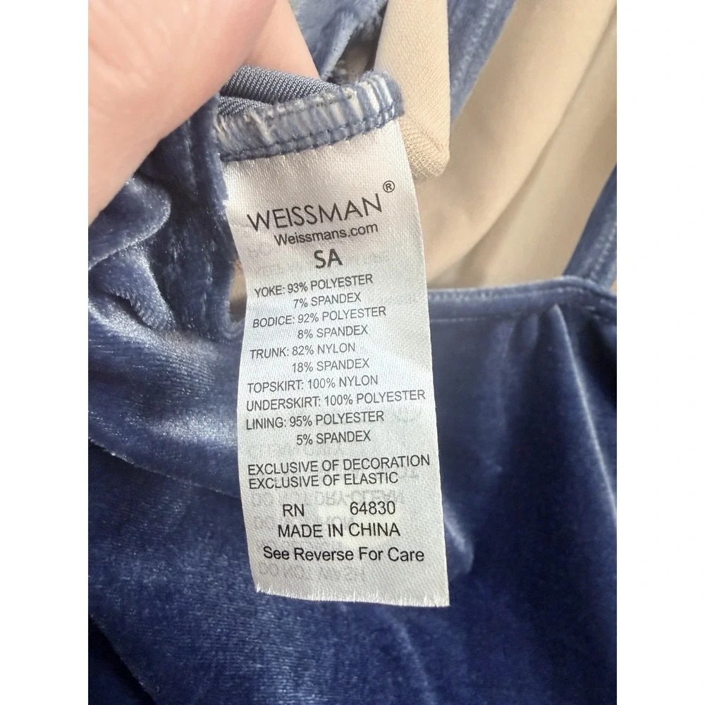 Weissman‎ Ballet Costume Dress Blue Velvet Tulle Lyrical Recital Adult Small SA